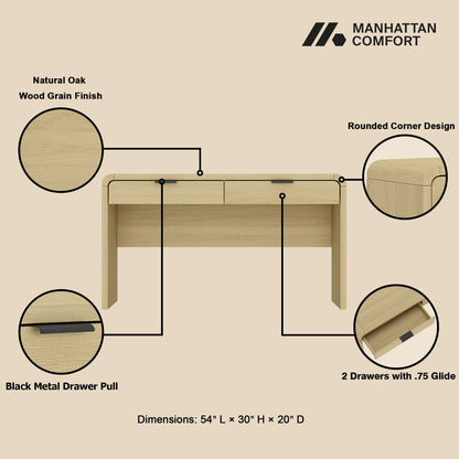 Grace - Office Desk & 2 Drawers - Oak - The Sleep Loft - Online Mattress Showroom NYC