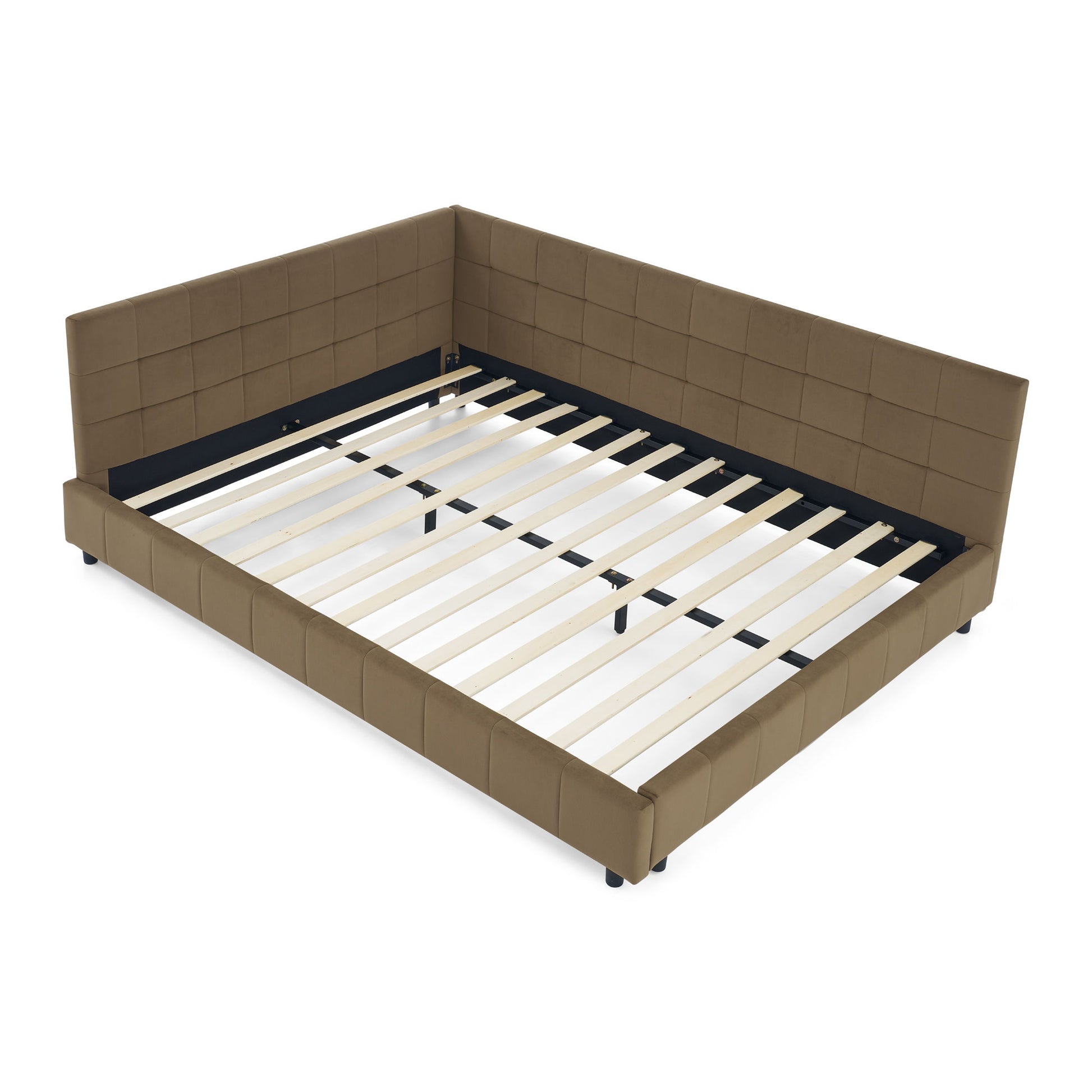 Mid-Century Storage Upholstered Tufted Bed Frame With Backrest And Armrests - The Sleep Loft - Online Mattress Showroom NYC