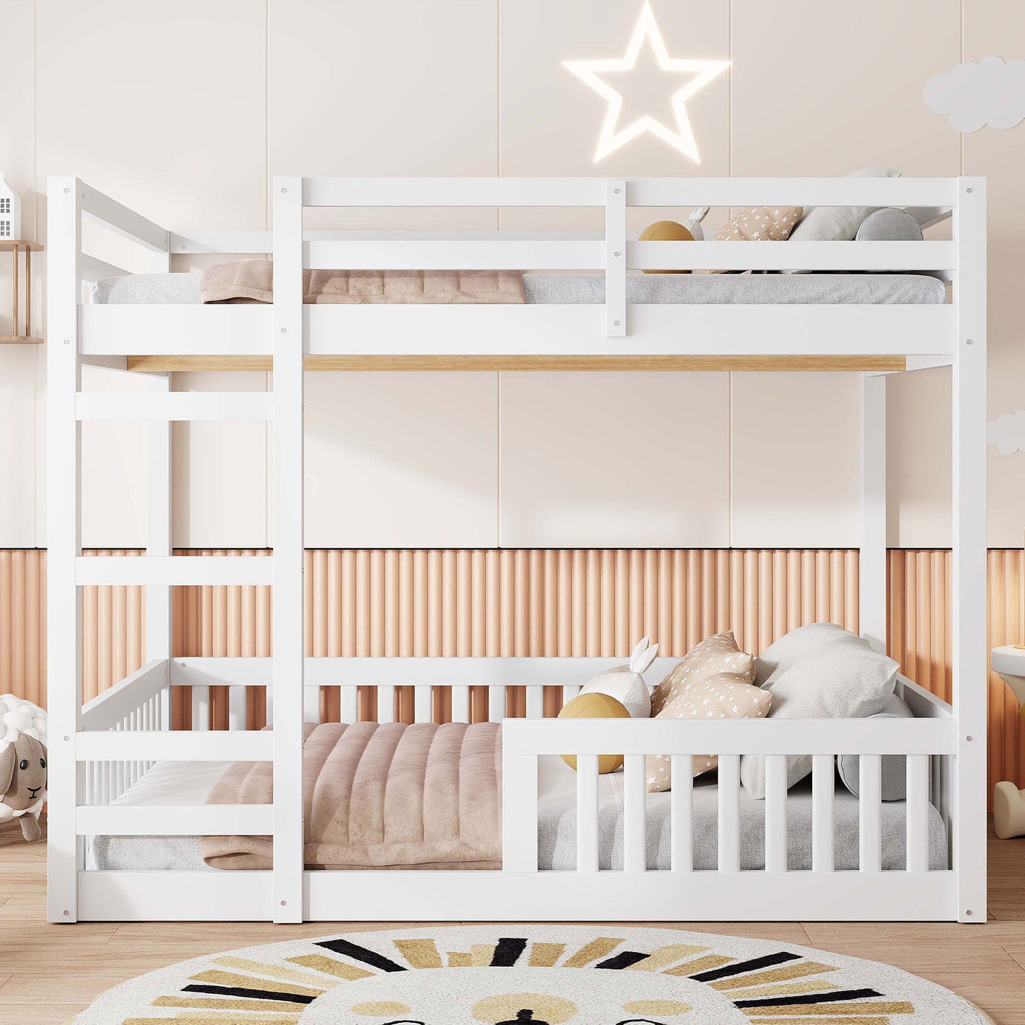Stylish Bunk Bed With Ladder And Guardrails - The Sleep Loft - Online Mattress Showroom NYC