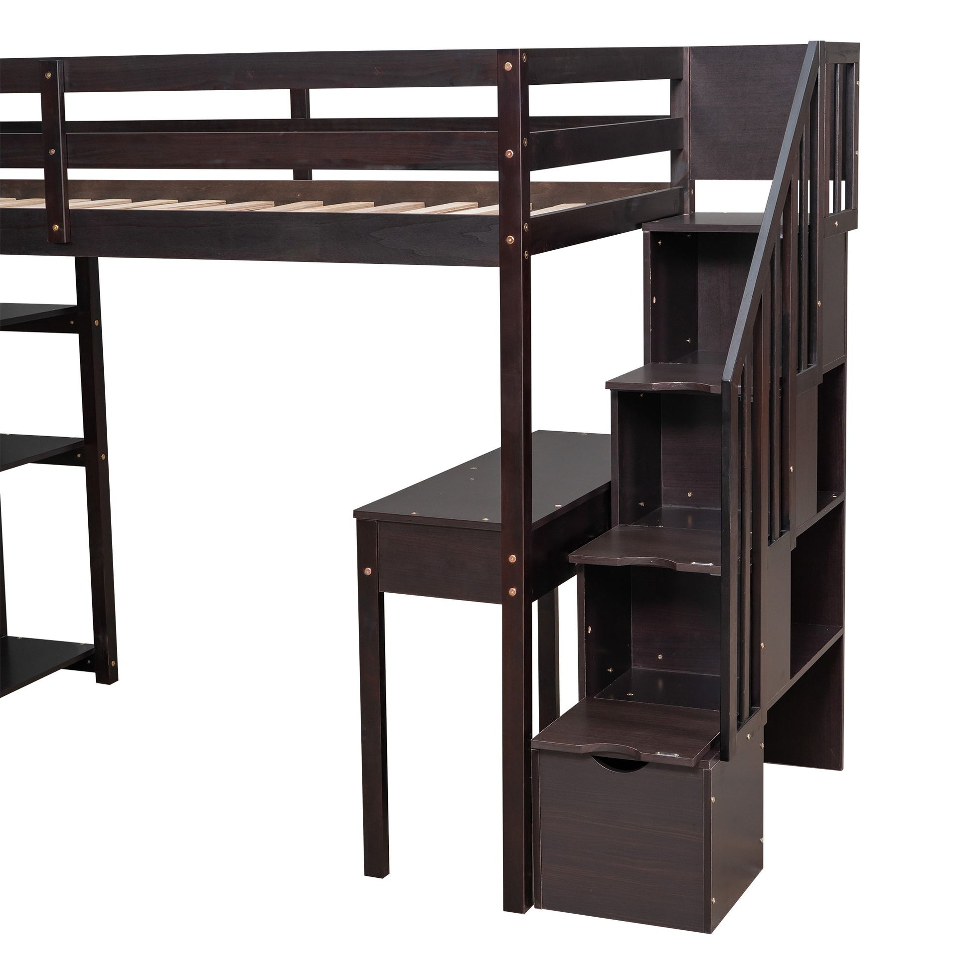 Loft Bed With Storage Drawers, Desk And Stairs With Shelves - The Sleep Loft - Online Mattress Showroom NYC