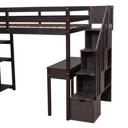 Loft Bed With Storage Drawers, Desk And Stairs With Shelves - The Sleep Loft - Online Mattress Showroom NYC