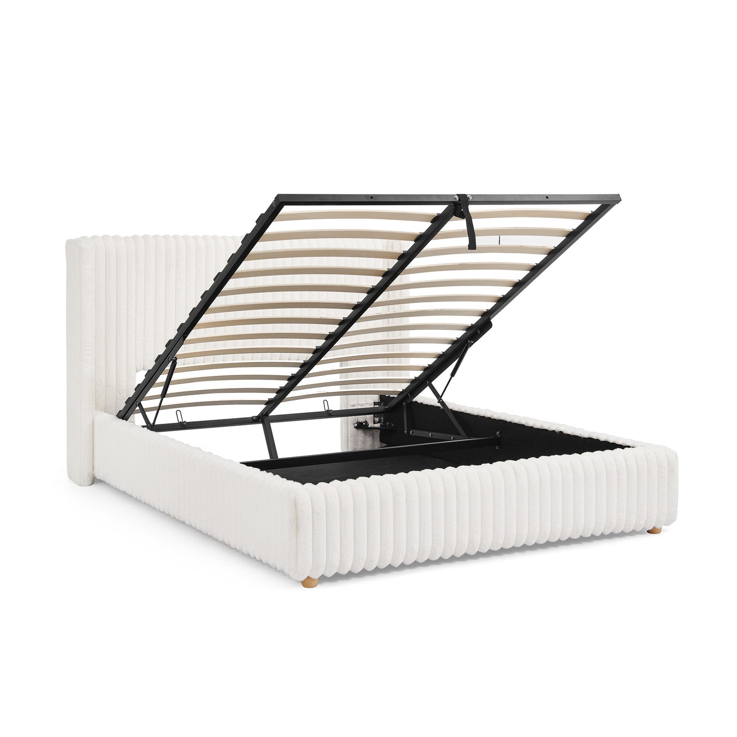 Functional Vertical Striped Bed With Gas Lift Storage - The Sleep Loft - Online Mattress Showroom NYC