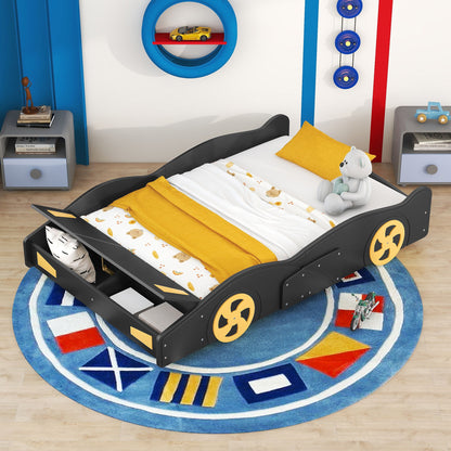 Race Car Shaped Platform Bed With Wheels And Storage - The Sleep Loft - Online Mattress Showroom NYC
