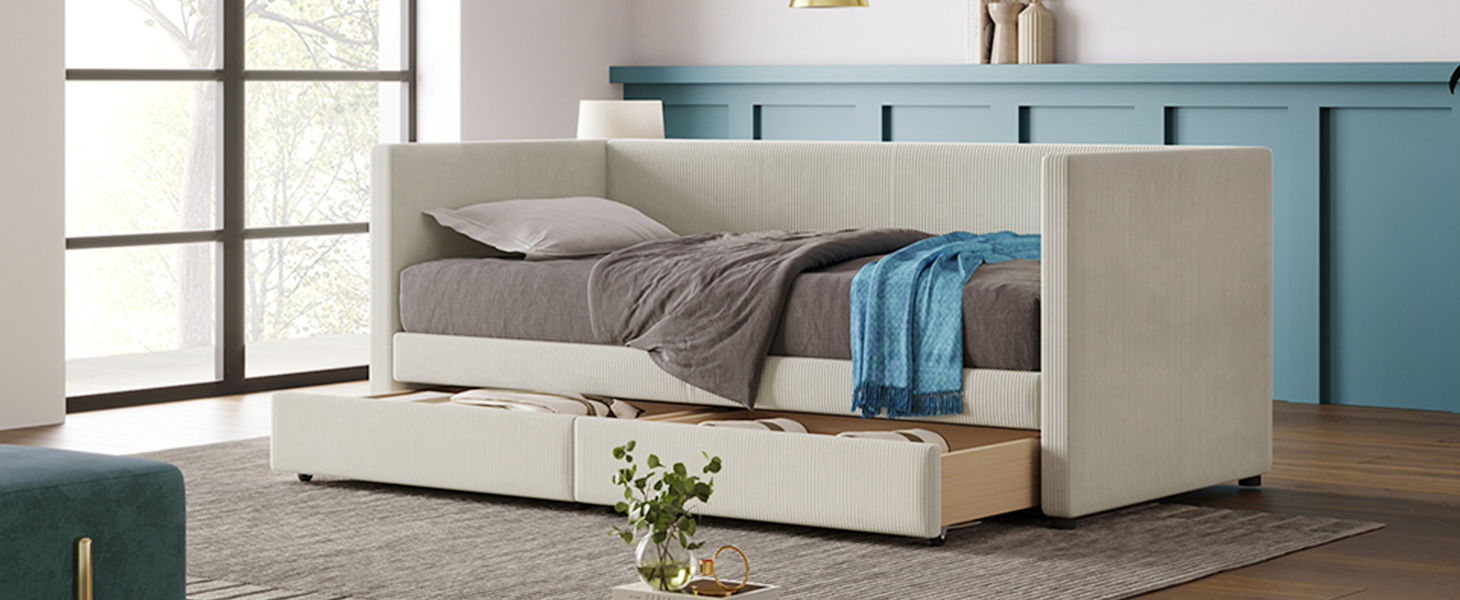 Daybed With Two Drawers And Wood Slat - The Sleep Loft - Online Mattress Showroom NYC