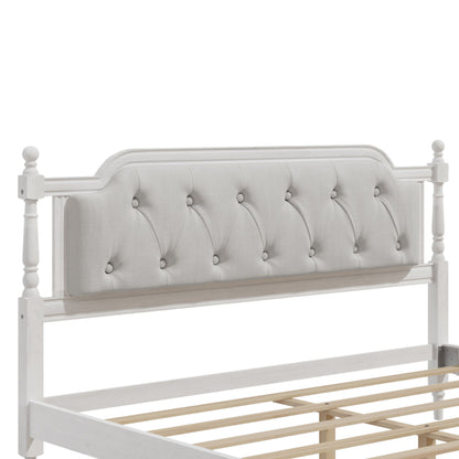 Traditional Style Solid Bed Frame With Upholstered Tufted Headboard, No Box Spring Needed - The Sleep Loft - Online Mattress Showroom NYC