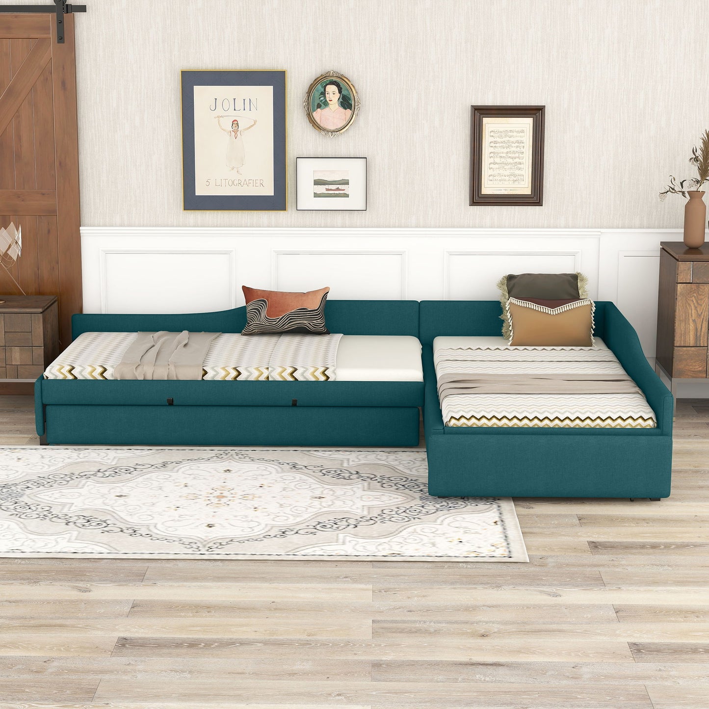 Upholstered Double Daybed With Trundle And Drawer - The Sleep Loft - Online Mattress Showroom NYC