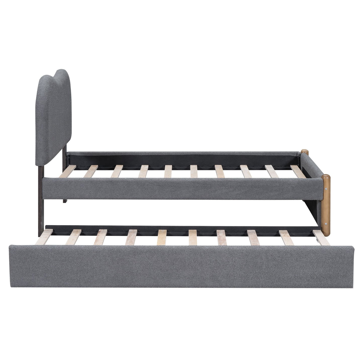 Upholstered Platform Bed With Wood Supporting Feet And Trundle - The Sleep Loft - Online Mattress Showroom NYC