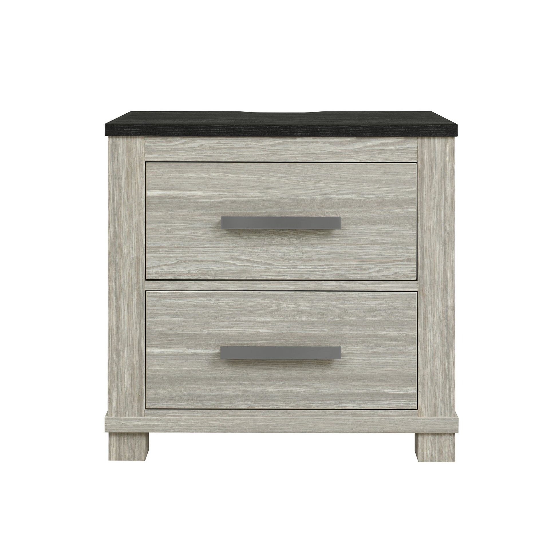 Augusta - Nightstand With Top, 2 Drawers, Block Feet - Beige Brown - The Sleep Loft - Online Mattress Showroom NYC
