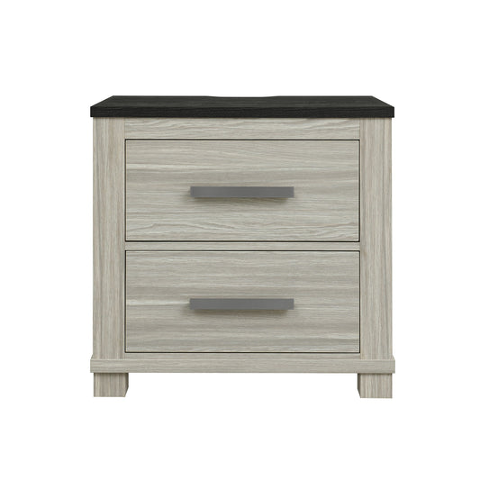 Augusta - Nightstand With Top, 2 Drawers, Block Feet - Beige Brown - The Sleep Loft - Online Mattress Showroom NYC