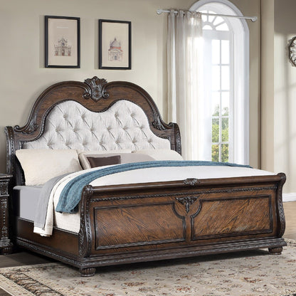 Traditional Style Button Tufted Headboard Sleigh Bed - The Sleep Loft - Online Mattress Showroom NYC