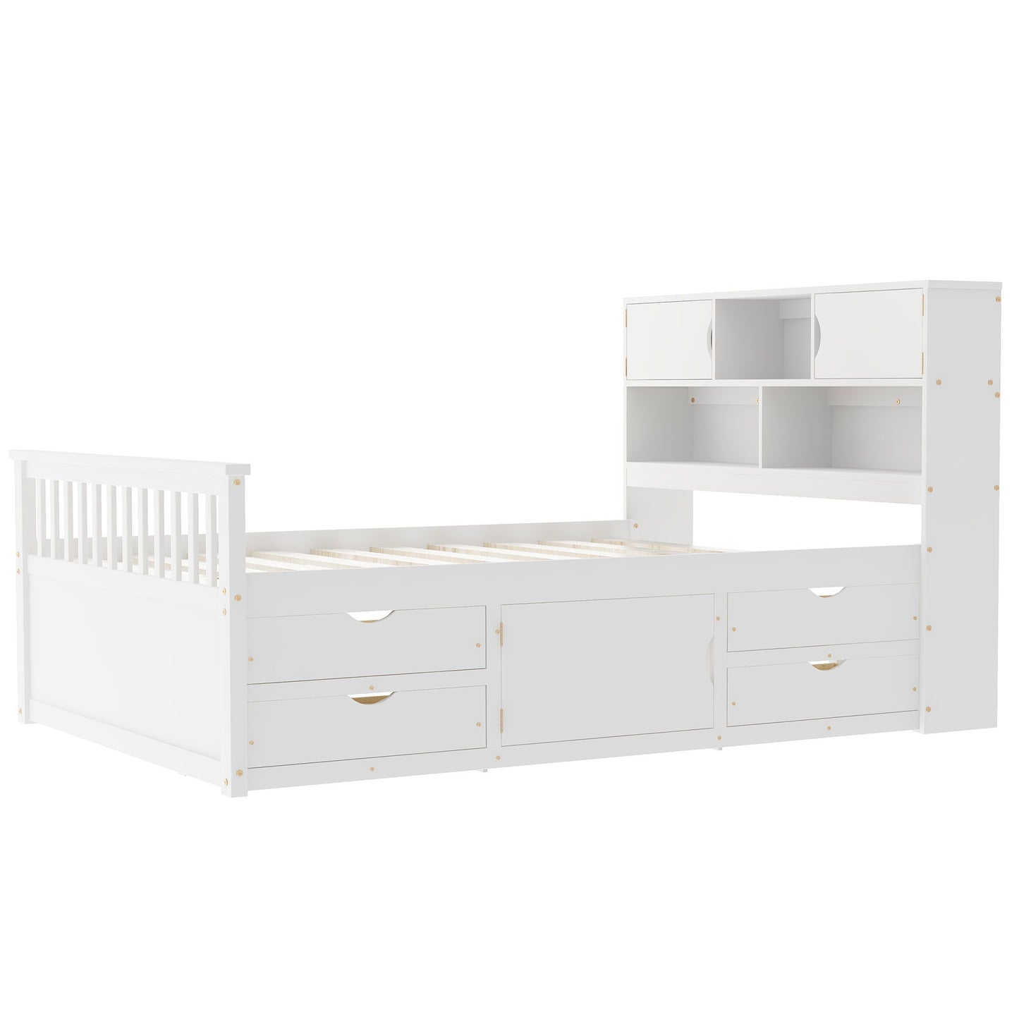 Captain Platform Bed Frame With Bookcase Headboard, 4 Drawers, Storage Shelves - The Sleep Loft - Online Mattress Showroom NYC