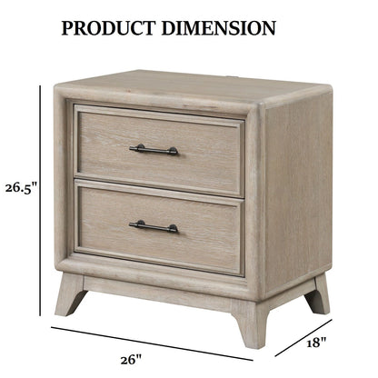1 Piece Nightstand With Angled Feet, Dovetail Drawers, Bedroom Furniture - Oak - The Sleep Loft - Online Mattress Showroom NYC