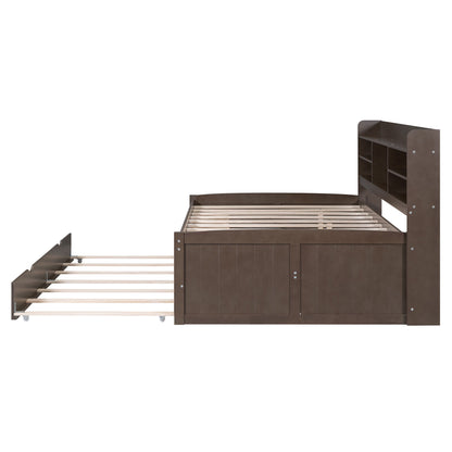 Captain Bed With Built In Bookshelves, 3 Storage Drawers, And Trundle - The Sleep Loft - Online Mattress Showroom NYC