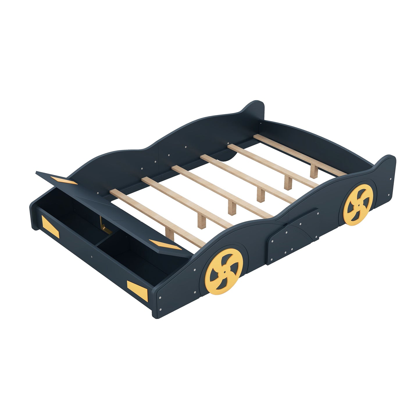 Race Car Shaped Platform Bed With Wheels And Storage - The Sleep Loft - Online Mattress Showroom NYC