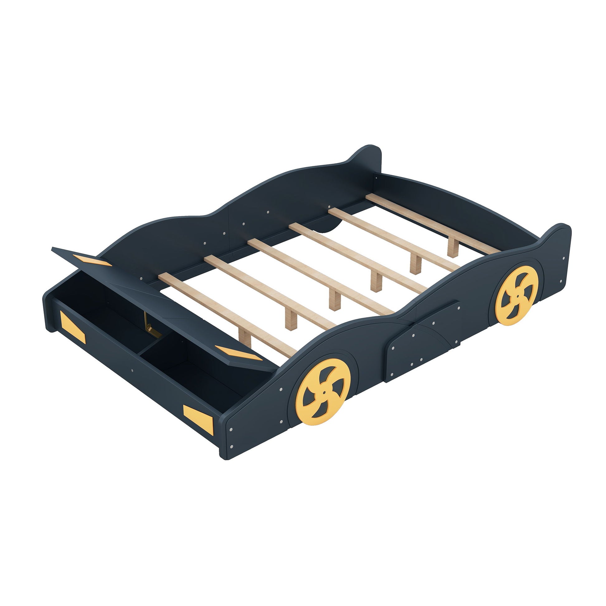 Race Car Shaped Platform Bed With Wheels And Storage - The Sleep Loft - Online Mattress Showroom NYC