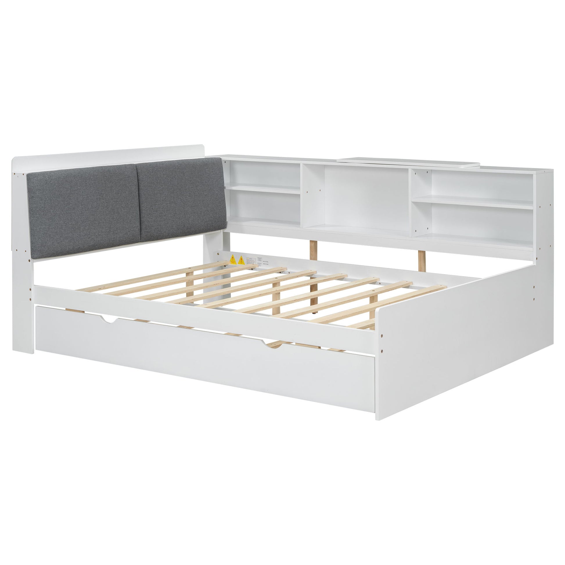 Platform Bed With Trundle, Shelves, And Storage Headboard - The Sleep Loft - Online Mattress Showroom NYC