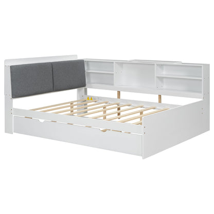 Platform Bed With Trundle, Shelves, And Storage Headboard - The Sleep Loft - Online Mattress Showroom NYC