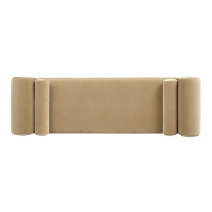 Mason - Arched Arm Bench With Bolster Pillows - Camel Brown Beige - The Sleep Loft - Online Mattress Showroom NYC