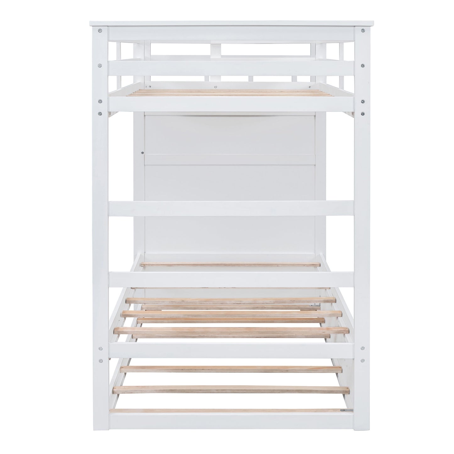 Twin Over Twin Bunk Bed With Trundle And Staircase - White - The Sleep Loft - Online Mattress Showroom NYC