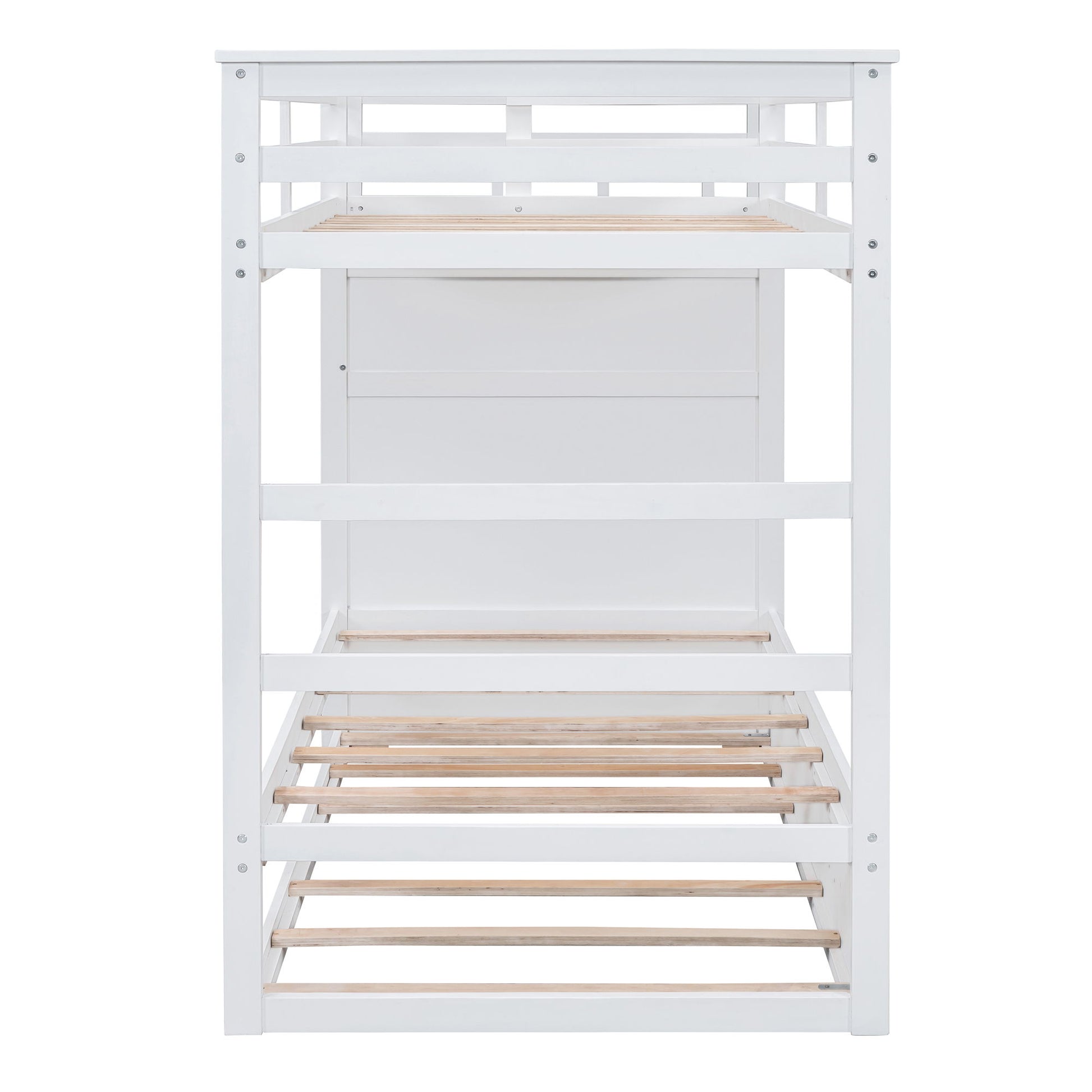 Twin Over Twin Bunk Bed With Trundle And Staircase - White - The Sleep Loft - Online Mattress Showroom NYC