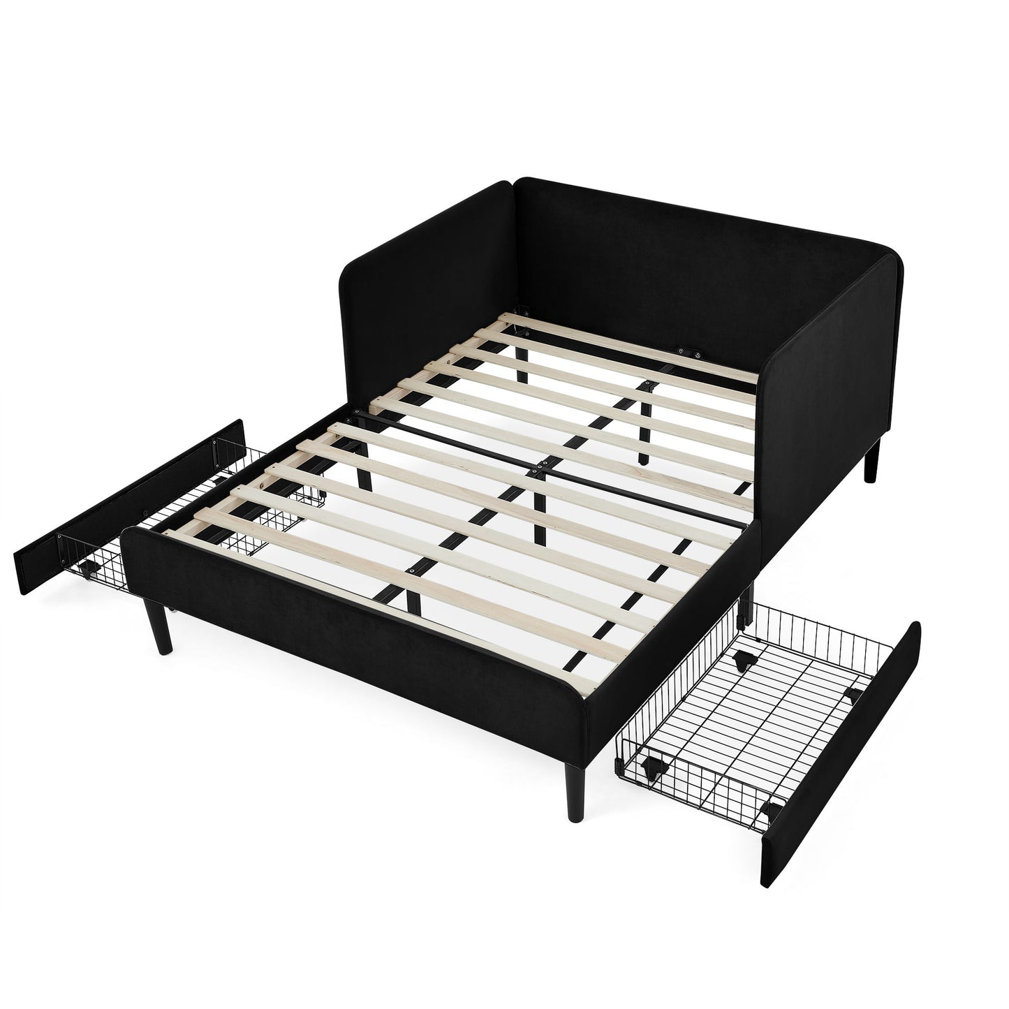 Upholstered Platform Bed Frame With 2 Storage Drawers And Adjustable Sofa Bed - The Sleep Loft - Online Mattress Showroom NYC