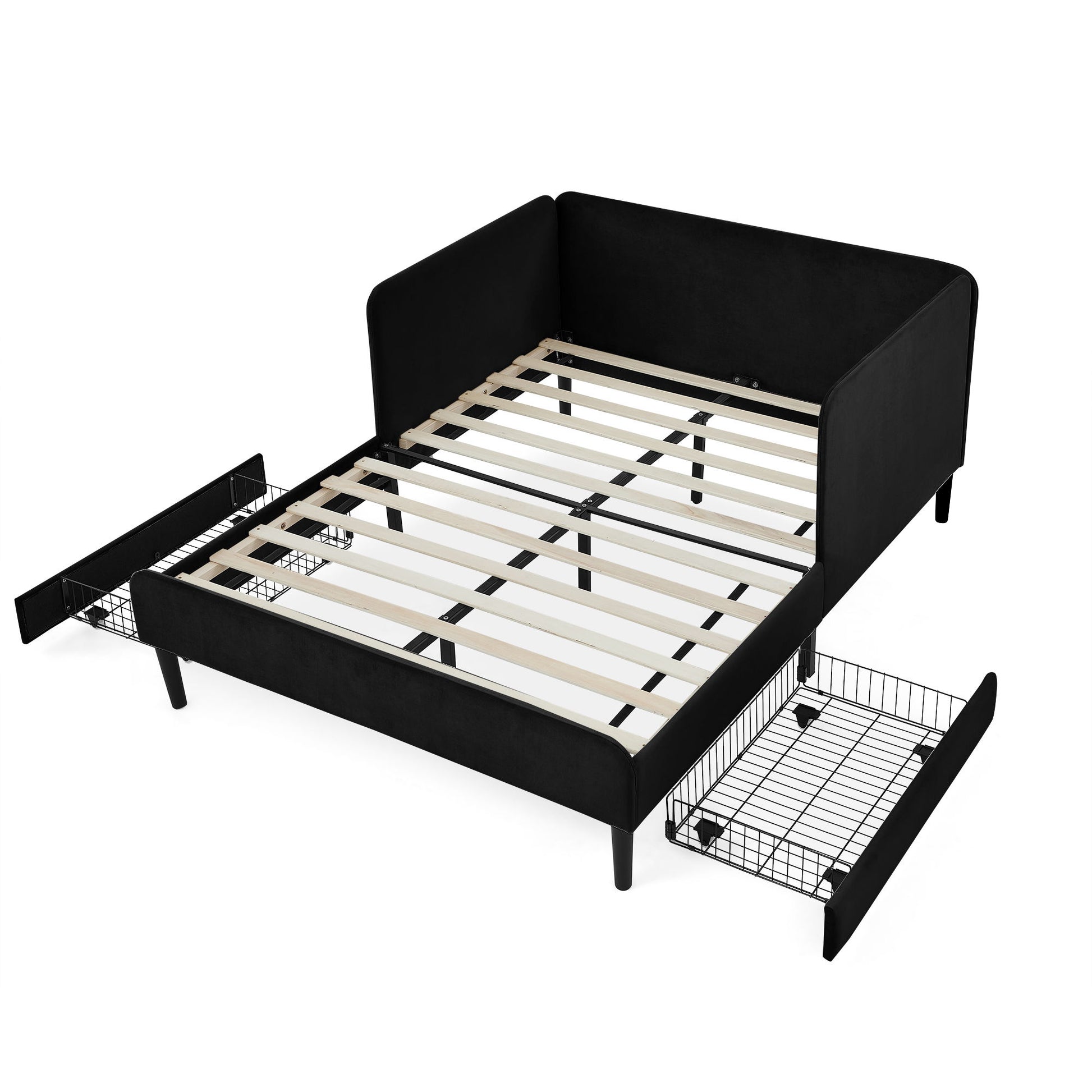 Upholstered Platform Bed Frame With 2 Storage Drawers And Adjustable Sofa Bed - The Sleep Loft - Online Mattress Showroom NYC