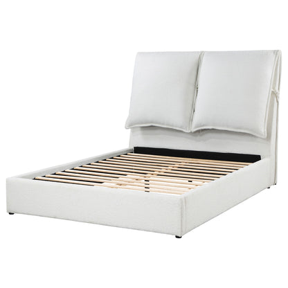 Corwyn - Queen Upholstered Panel Bed With Headboard Pillows - White - The Sleep Loft - Online Mattress Showroom NYC
