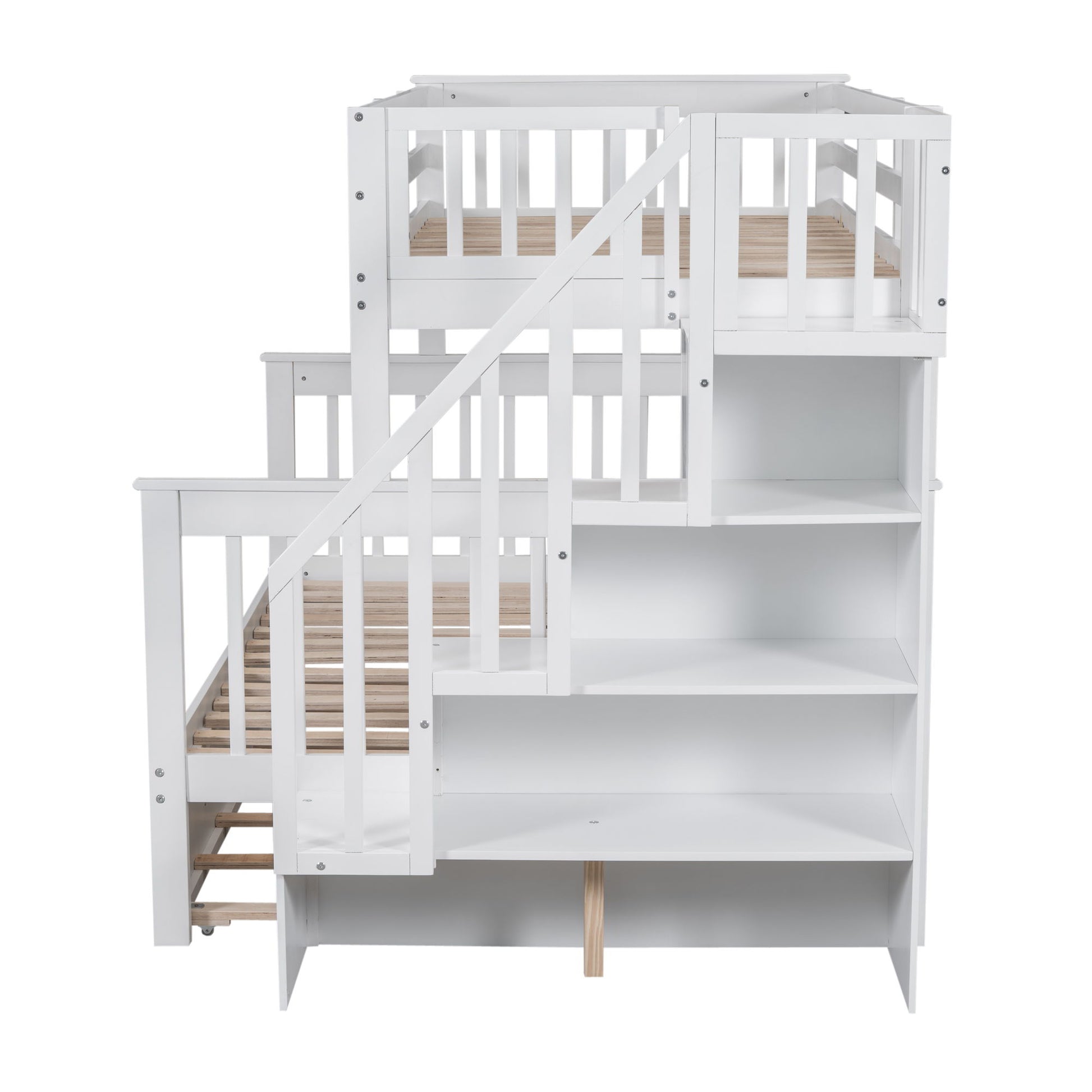 Bunk Bed With Twin Size Trundle, Storage And Guard Rail For Bedroom - The Sleep Loft - Online Mattress Showroom NYC