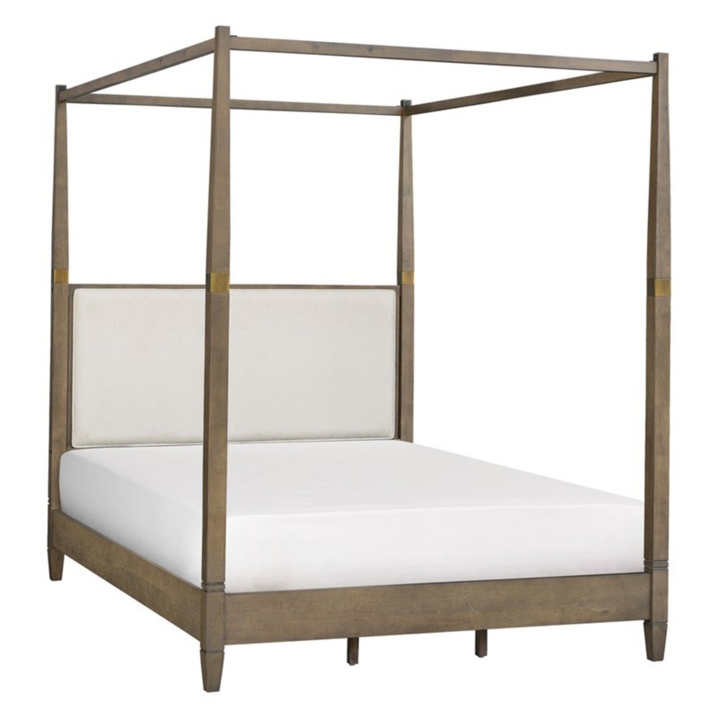 Queen Canopy Bed Frame With Upholstered Headboard - Brown - The Sleep Loft - Online Mattress Showroom NYC