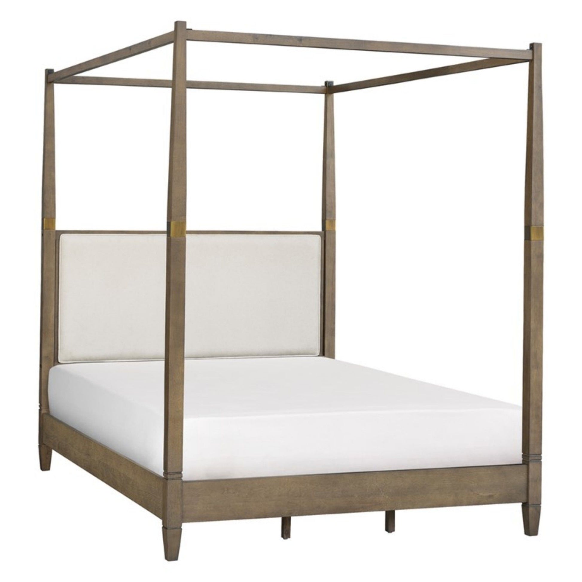 Queen Canopy Bed Frame With Upholstered Headboard - Brown - The Sleep Loft - Online Mattress Showroom NYC