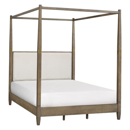 Queen Canopy Bed Frame With Upholstered Headboard - Brown - The Sleep Loft - Online Mattress Showroom NYC