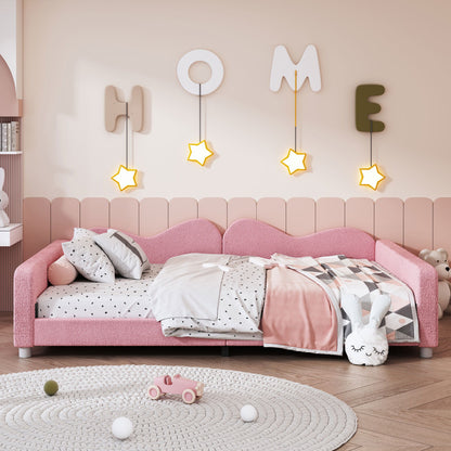 Upholstered Daybed, Sherpa Fabric Sofabed With Cloud-Shaped Backrest - The Sleep Loft - Online Mattress Showroom NYC
