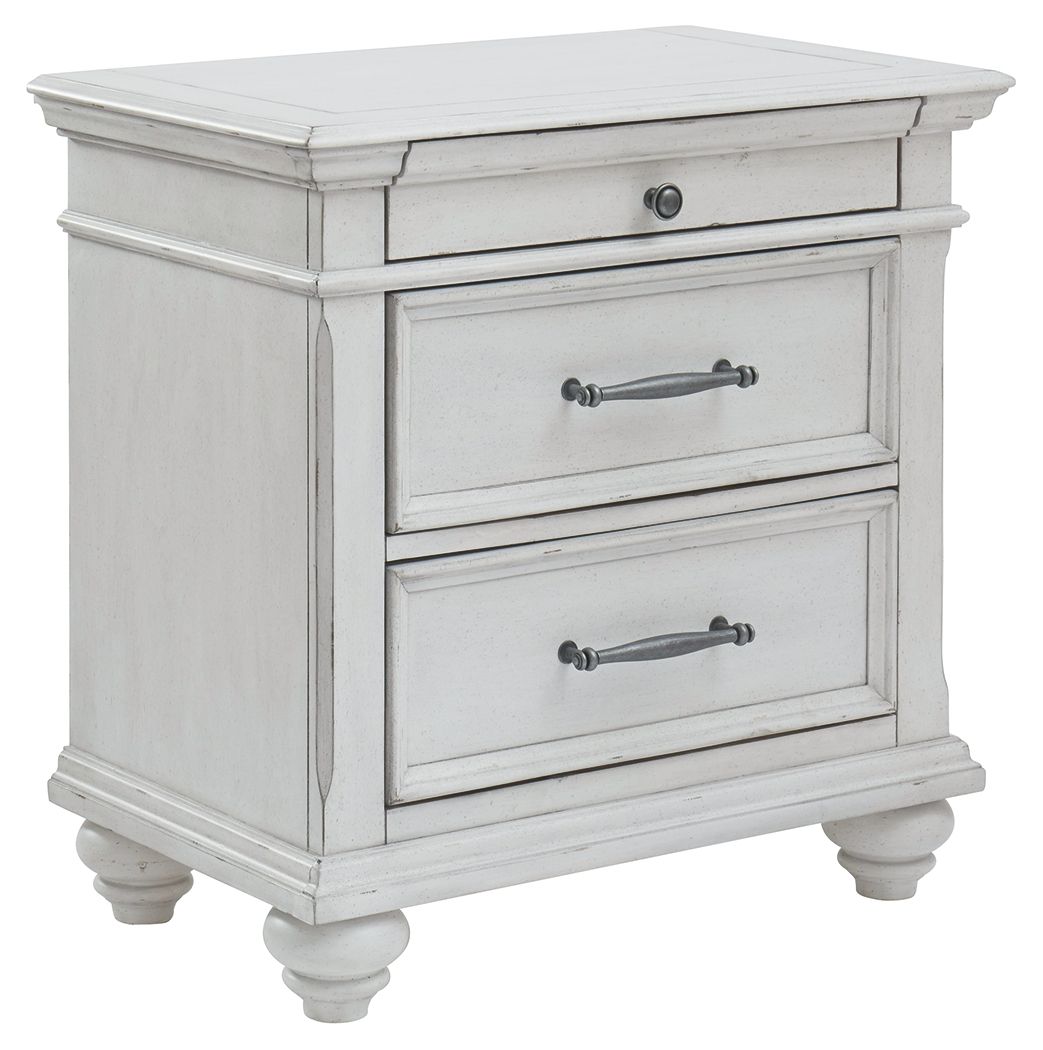 Kanwyn - Three Drawer Night Stand - Whitewash - The Sleep Loft - Online Mattress Showroom NYC