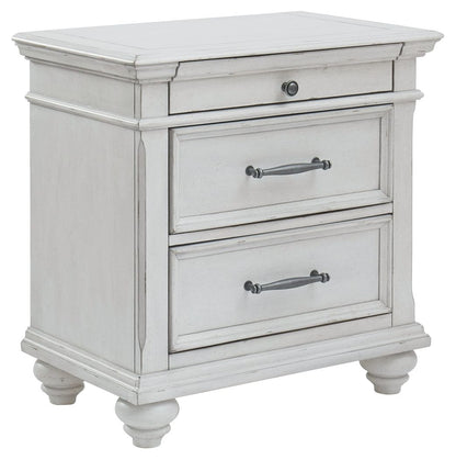 Kanwyn - Three Drawer Night Stand - Whitewash - The Sleep Loft - Online Mattress Showroom NYC