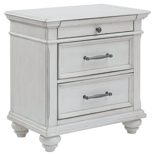 Kanwyn - Three Drawer Night Stand - Whitewash - The Sleep Loft - Online Mattress Showroom NYC