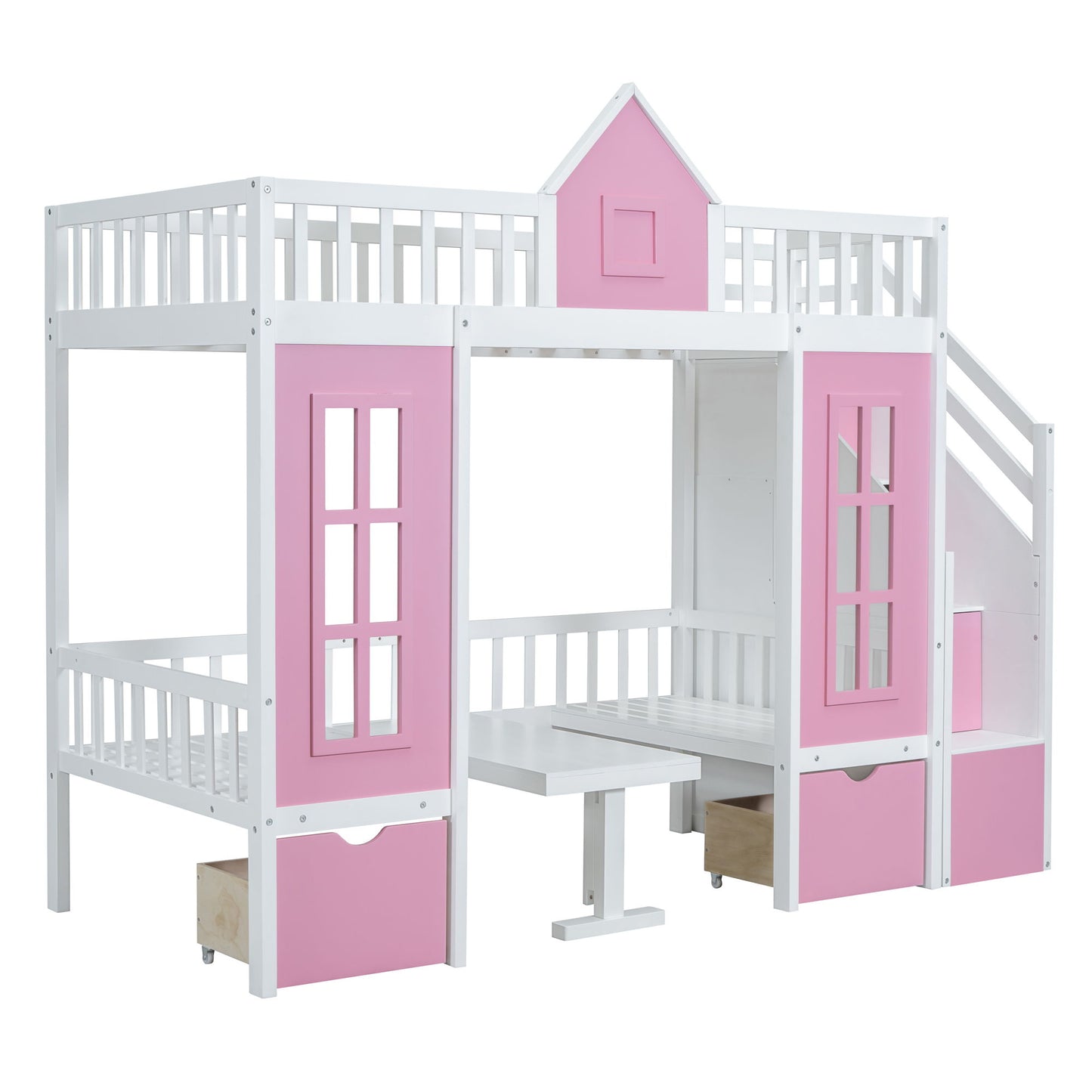 Twin Over Twin Bunk Bed With Changeable Table, Bunk Bed Turn Into Upper Bed And Down Desk - The Sleep Loft - Online Mattress Showroom NYC