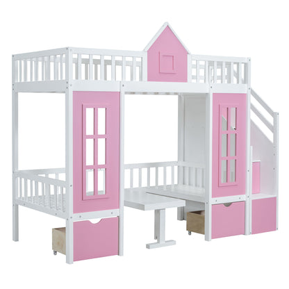 Twin Over Twin Bunk Bed With Changeable Table, Bunk Bed Turn Into Upper Bed And Down Desk - The Sleep Loft - Online Mattress Showroom NYC