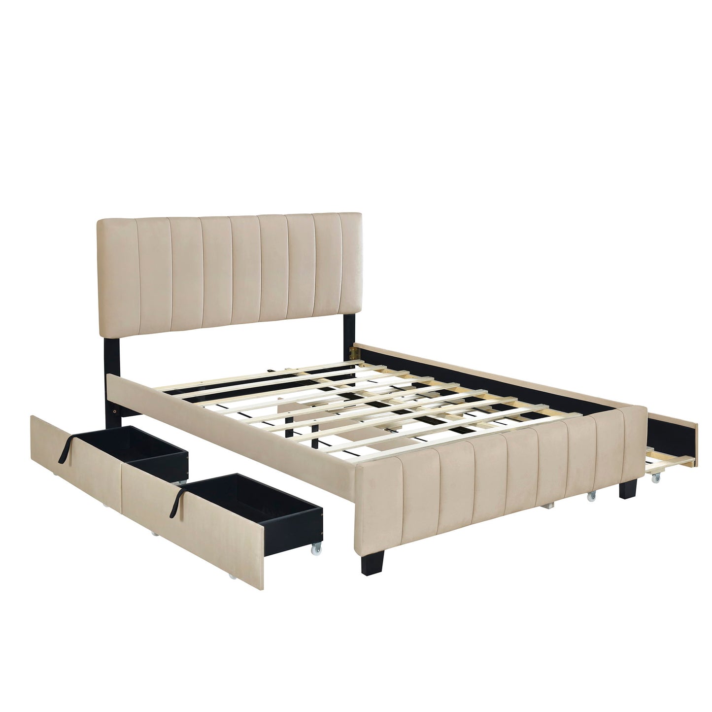 Platform UpholsteredBed With 2 Drawers And Twin Long Trundle - The Sleep Loft - Online Mattress Showroom NYC
