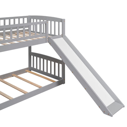 Twin Over Twin Bunk Stairway Bed With 2 Drawers And Slide - Gray - The Sleep Loft - Online Mattress Showroom NYC