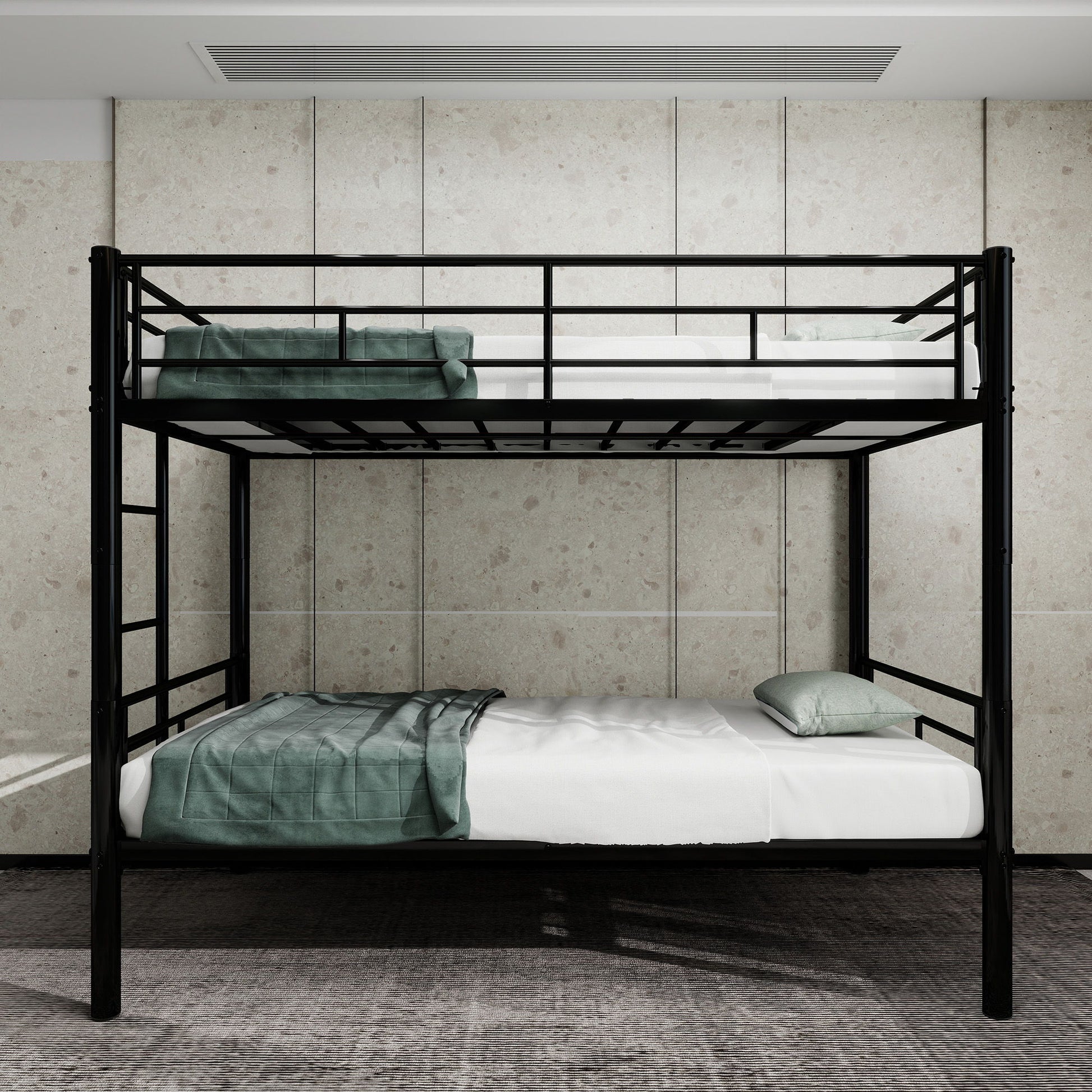 Metal Bunk Bed For Kids, Convertible Bedframe With Ladders & Guardrail - The Sleep Loft - Online Mattress Showroom NYC