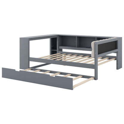 Upholstered Headboard Platform Bed With Storage Shelves, Trundle, Charging Station - The Sleep Loft - Online Mattress Showroom NYC