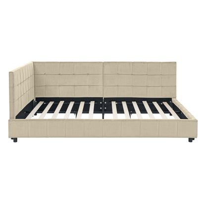 Mid-Century Storage Upholstered Tufted Bed Frame With Backrest And Armrests - The Sleep Loft - Online Mattress Showroom NYC