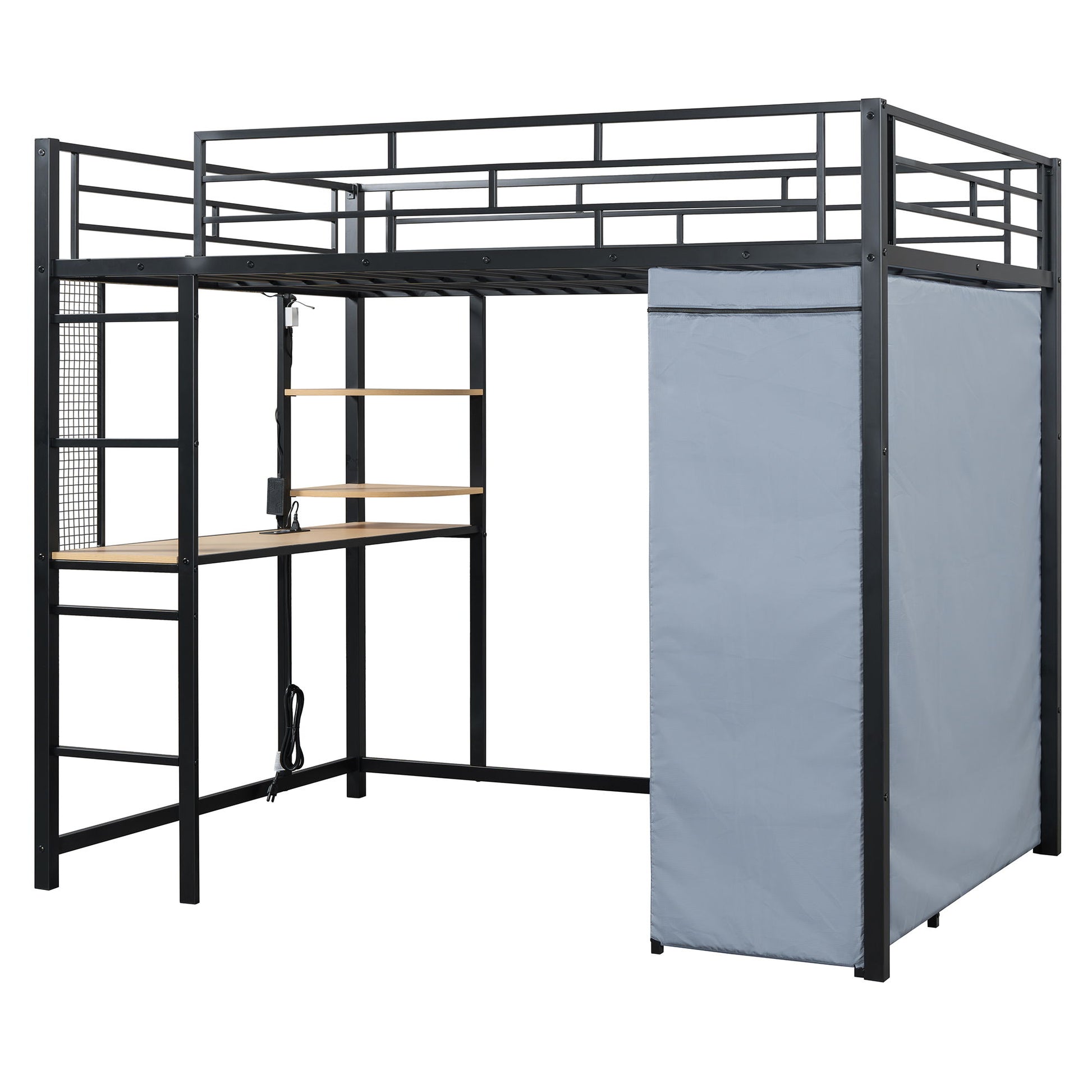 Loft Bed With Desk, Shelves, Power Outlet, LED Light And Wardrobe - The Sleep Loft - Online Mattress Showroom NYC