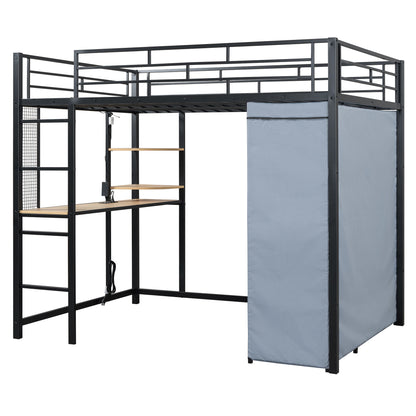 Loft Bed With Desk, Shelves, Power Outlet, LED Light And Wardrobe - The Sleep Loft - Online Mattress Showroom NYC