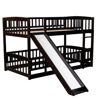 Low Bunk Bed With Slide, Fence And Ladder - The Sleep Loft - Online Mattress Showroom NYC