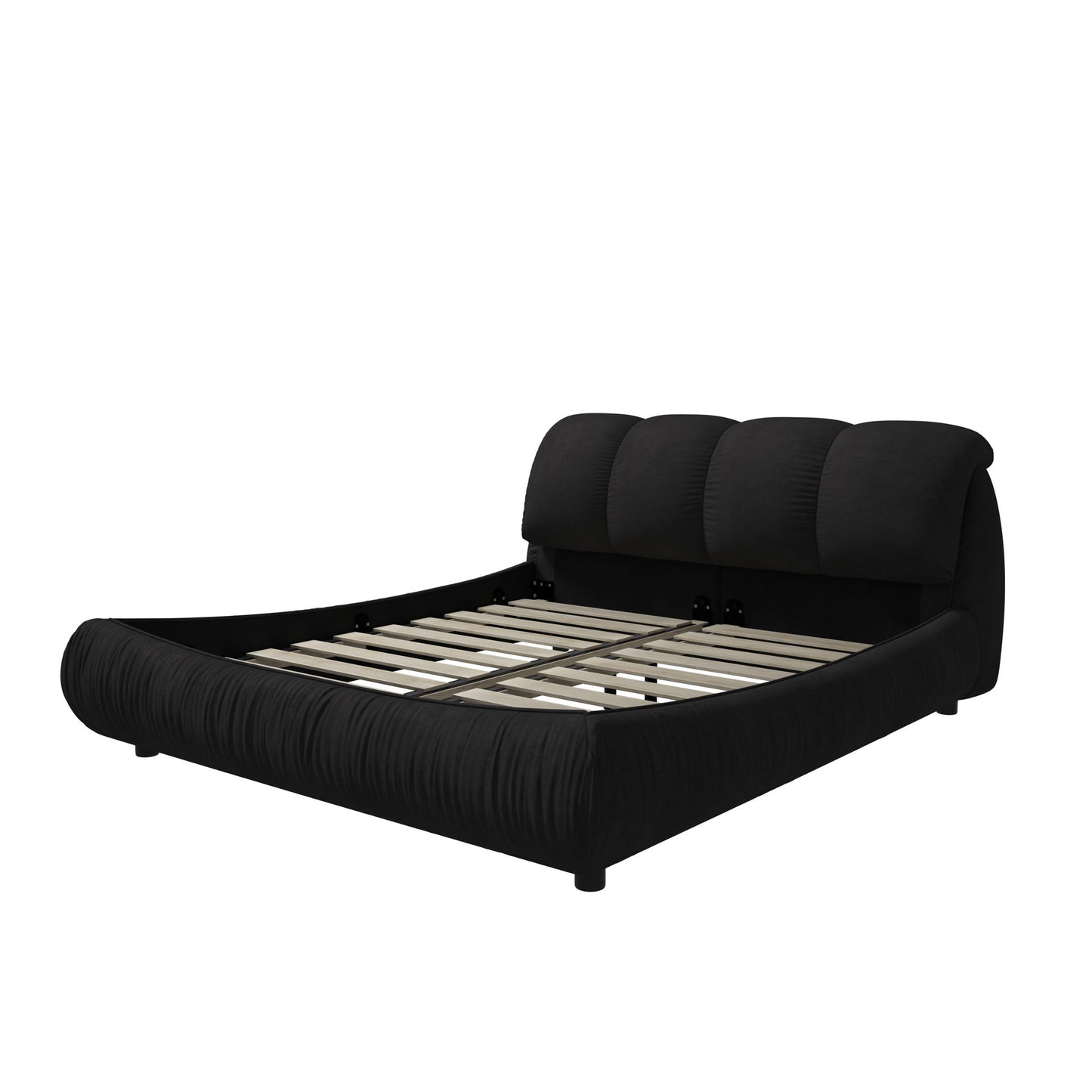 Luxury Upholstered Platform Bed With Oversized Padded Backrest And Solid Wood Frame - The Sleep Loft - Online Mattress Showroom NYC
