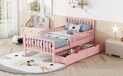 Platform Bed With Guardrails On Both Sides And 2 Storage Drawers - The Sleep Loft - Online Mattress Showroom NYC