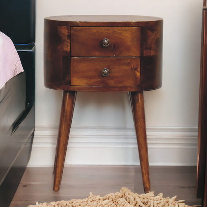 Mini Rounded Nightstand - Chestnut - The Sleep Loft - Online Mattress Showroom NYC