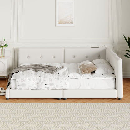 Modern Upholstered Platform Bed With USB Ports And LED Belt - The Sleep Loft - Online Mattress Showroom NYC