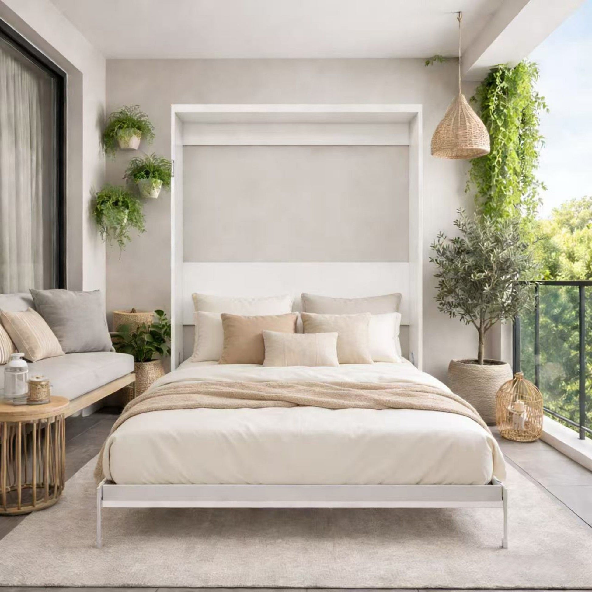 Queen Size Vertical Murphy Wall Cabinet Folding Bed With Automatic Legs - Gray - The Sleep Loft - Online Mattress Showroom NYC